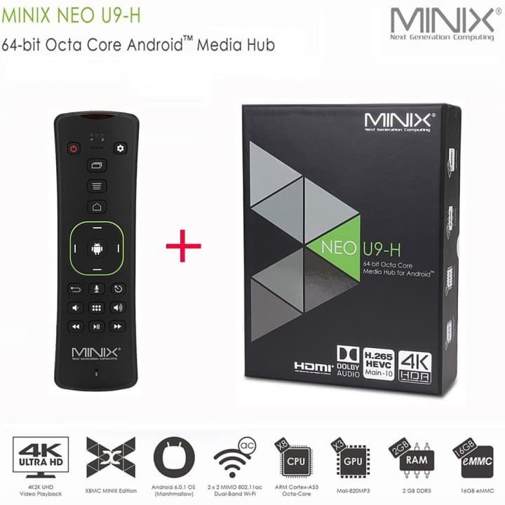 TOP3394 MINIX NEO U9-H Android 6.0.1 TV Box Free MINIX AIR MOUSE NEO A2 Lite