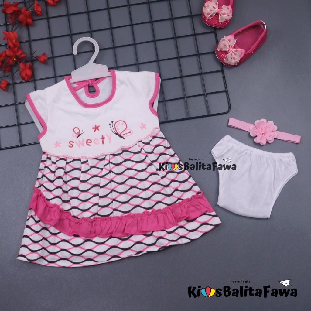 [GRATIS BANDO] Setelan Bayi Imut size 0-12 Bulan / Baby New Born Baju Dress Anak Perempuan Motif