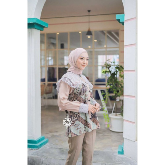 tey-17 Batik wanita ASJ SA HRB026 Kenongo Kemeja Tosca Pendek-7