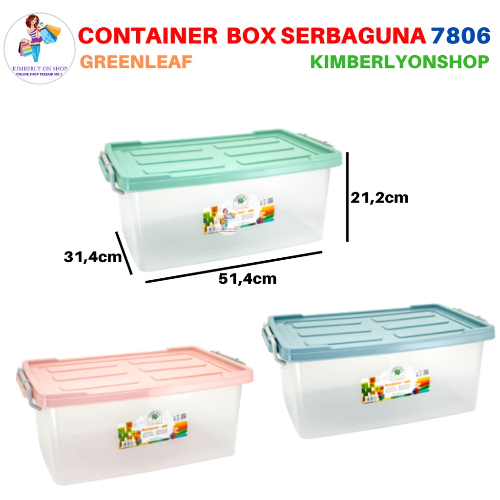 Container Box Q SEVEN BOX Tempat Penyimpanan 23 Liter 7806 Green Leaf