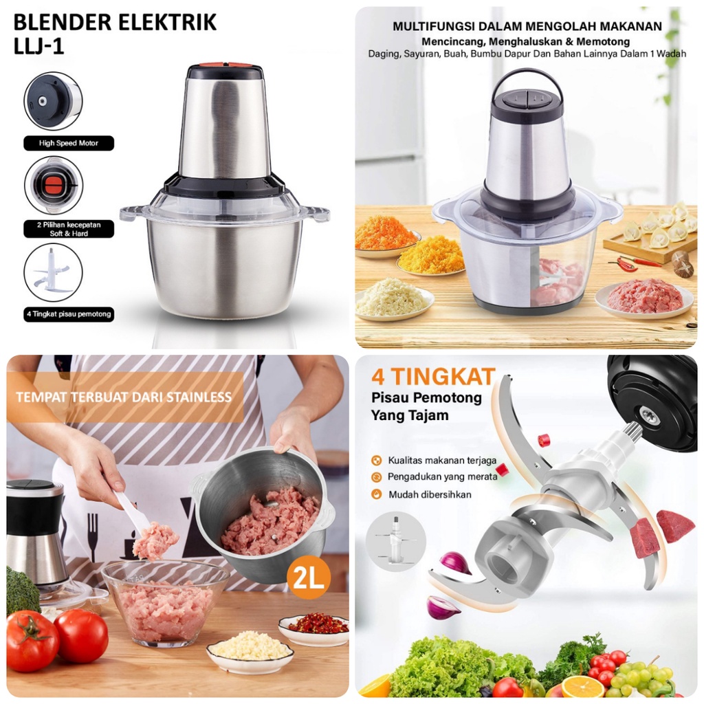 Blender Elektrik Chopper Penggiling Daging Meat Chopper Stainless Steel Serbaguna Best Seller - UnikDekorasi