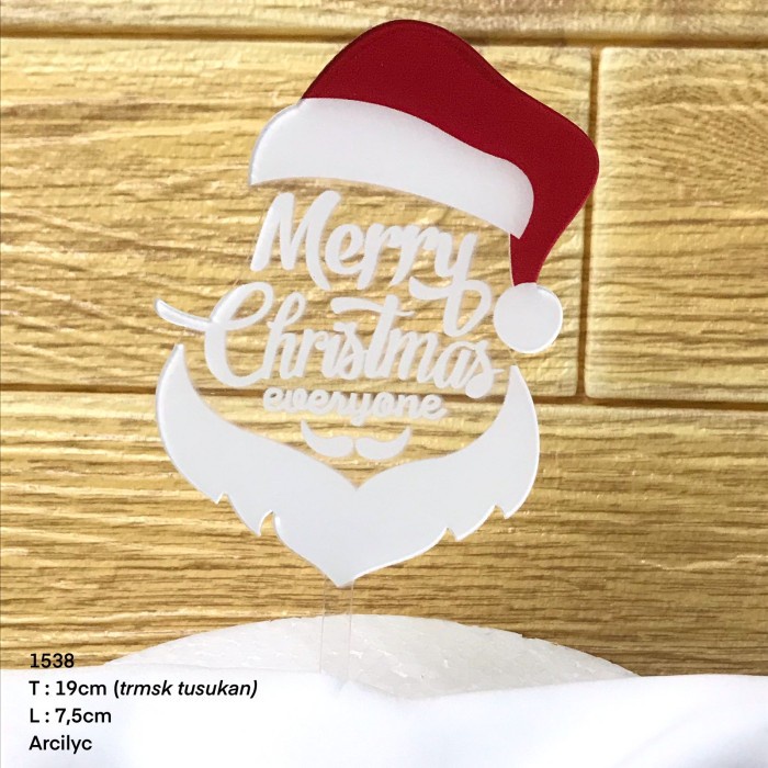 

MERRY CHRISTMAS TOPPER / TOPER NATAL ACRYLIC AKRILIK XMAS CAKE DECORATION