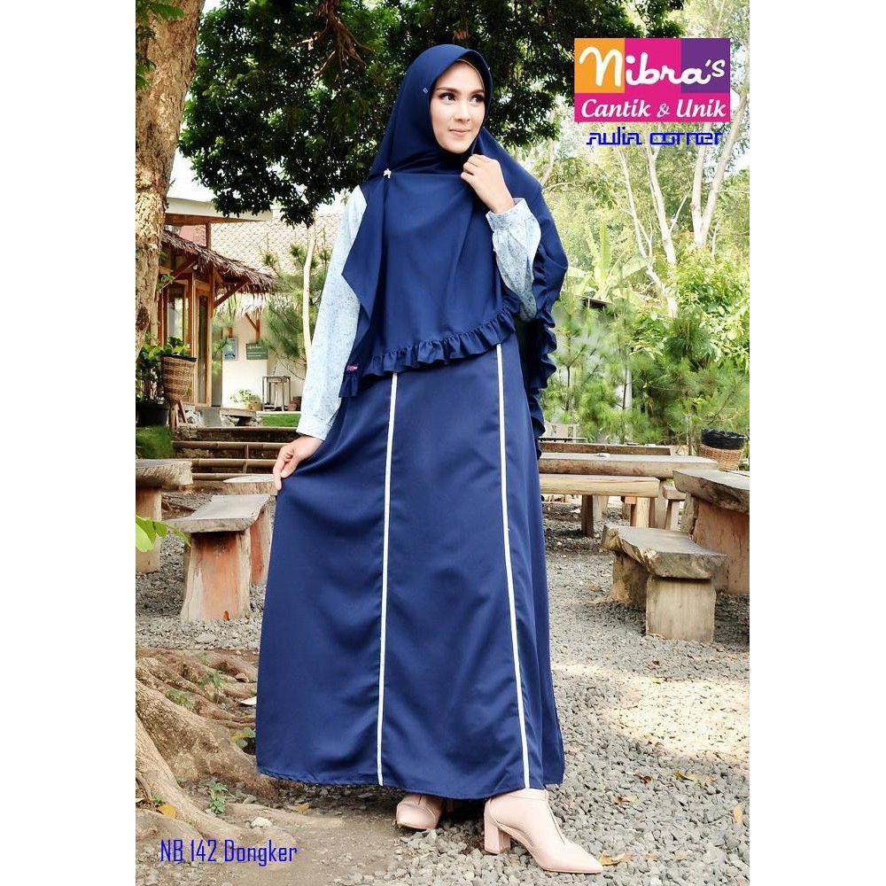 New Nibras Nb 142 Dongker Baju Hamil Muslim Baju Muslim Wanita Terbaru Shopee Indonesia