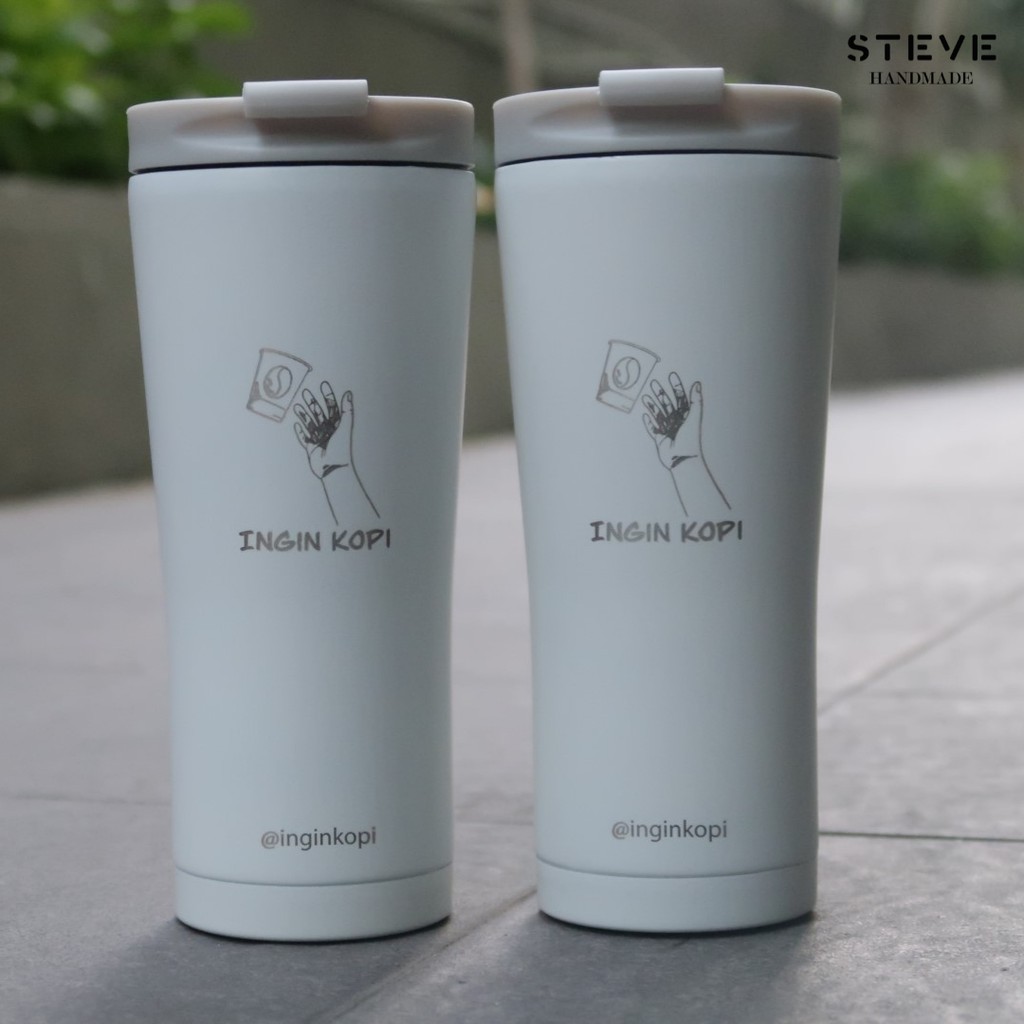 Botol minum stainless termos vacuum tumbler travel mug TM0320 White