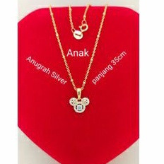(COD)Kalung anak Jedar + liontin Mickey mouse Rose gold perak asli 925/Silver lapisan emas kuning!!!