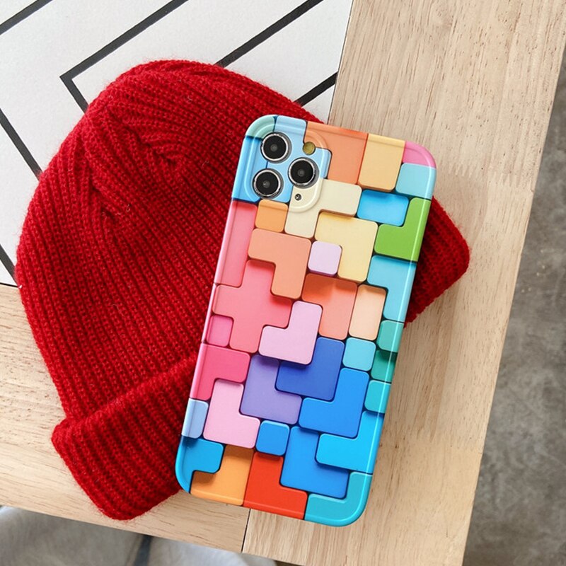 Fashion Rainbow Cube Soft Phone Case For iphone 12 Mini 11 ProMax X XS XR SE2020 8 7 Plus Colorful Silicone TPU Protection Cover