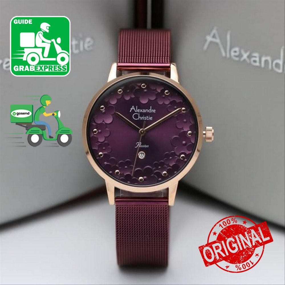 Jam Tangan Wanita Alexandre Christie AC 2794 Original - Purple Rose terbatas