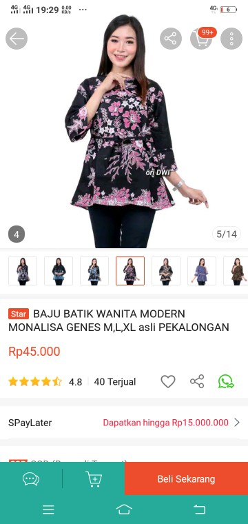 Baju Batik Wanita Modern Monalisa Genes M,l,xl Asli Pekalongan