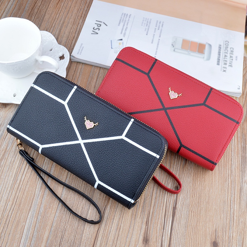 DOMPET PANJANG WANITA IMPORT 2 RESLETING KULIT HITAM PIRLA WA482B5 ORI TALI PENDEK BESAR MUAT HP KARTU UANG KOIN REMAJA KEKINIAN MURAH CEWEK FASHION KOREA PREMIUM