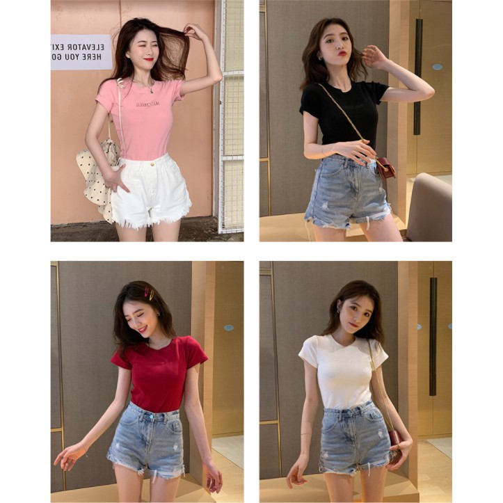 Kaos Ketat Kaos Pas Body Kaos Premium Kaos Wanita kualitas Bagus Kaos Lengan Pendek Korean Style