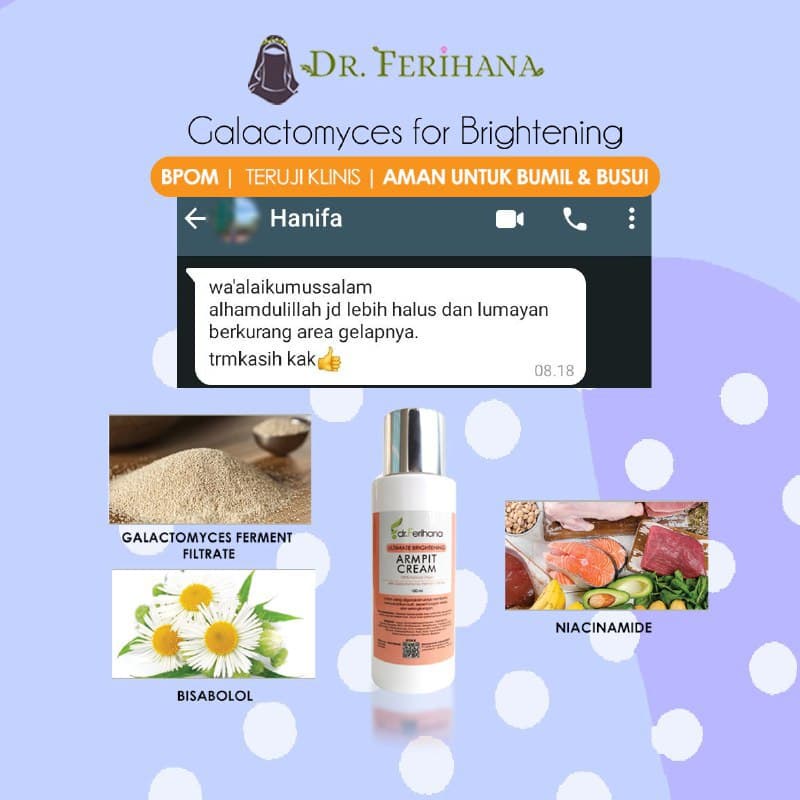 Ultimate Brightening Armpit Cream dr. Ferihana Cosmetics &amp; Skincare Merupakan Krim Pencerah untuk Mencerahkan Kulit Ketiak Selangkangan Pantat Siku dan Lutut BPOM LPPOM HALAL MUI