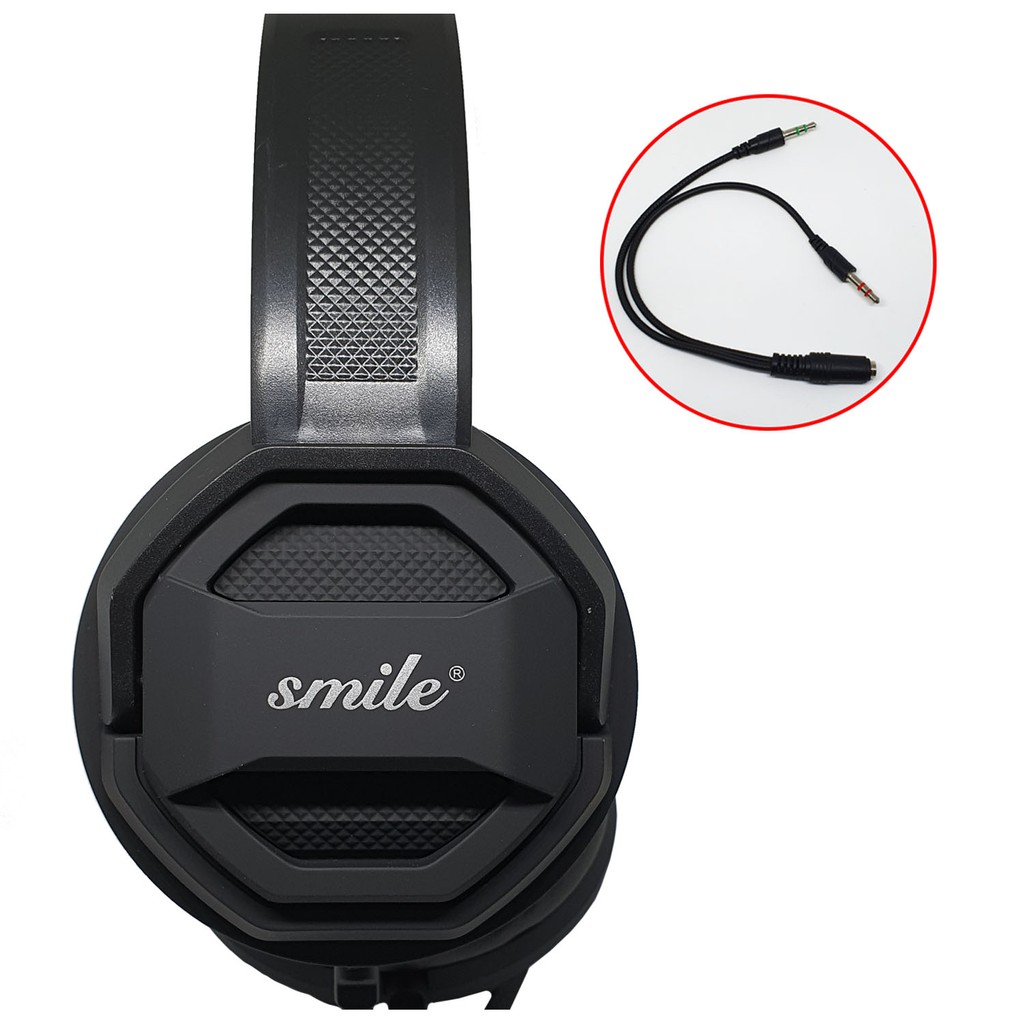 TERBARU Headset Bando Earphone Gamer Headphone Bando Gaming Handsfree Free Kabel Komputer Smile