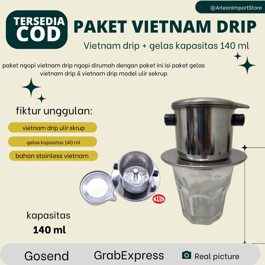 Vietnam drip 7Q sekrup ulir + Gelas kapasitas 160ml