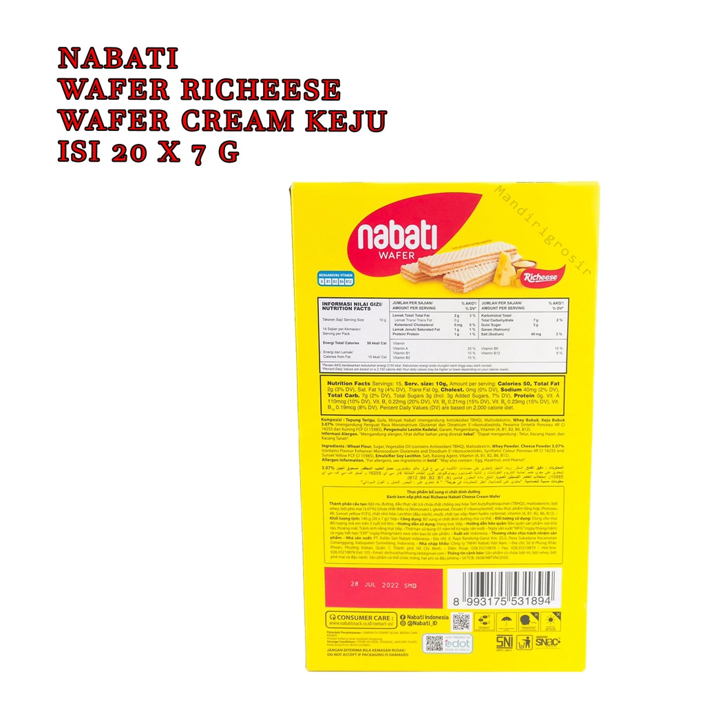 Nabati * Wafer Keju * Recheese * 7g x 20pcs