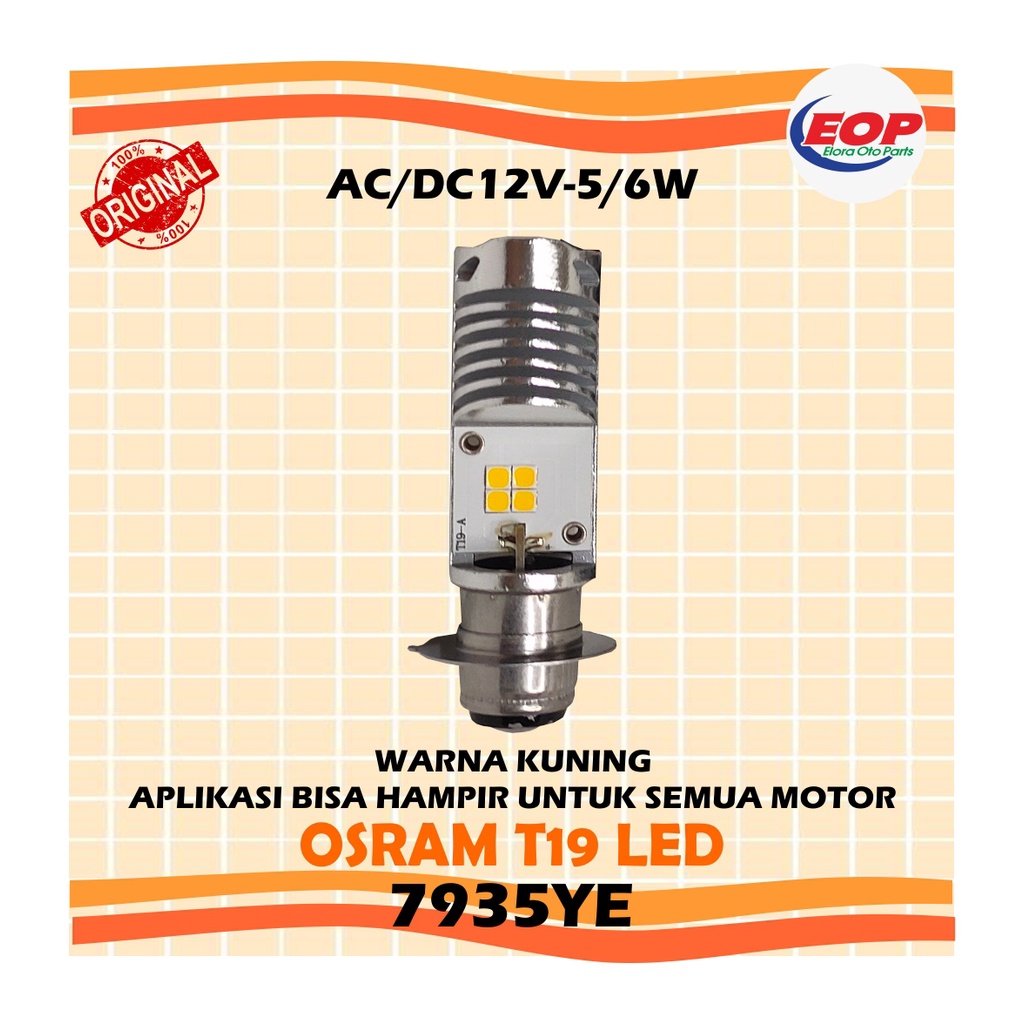 OSRAM LED T19 M5 K1 lampu utama motor H6 Kuning AC/DC