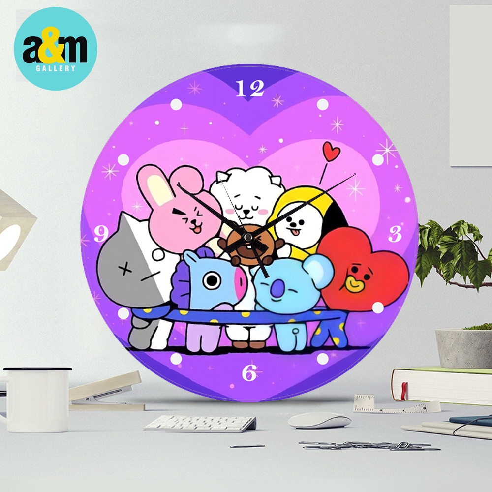 Jam Dinding Kayu BT21 Lucu I Jam Dinding K-POP - A&amp;M