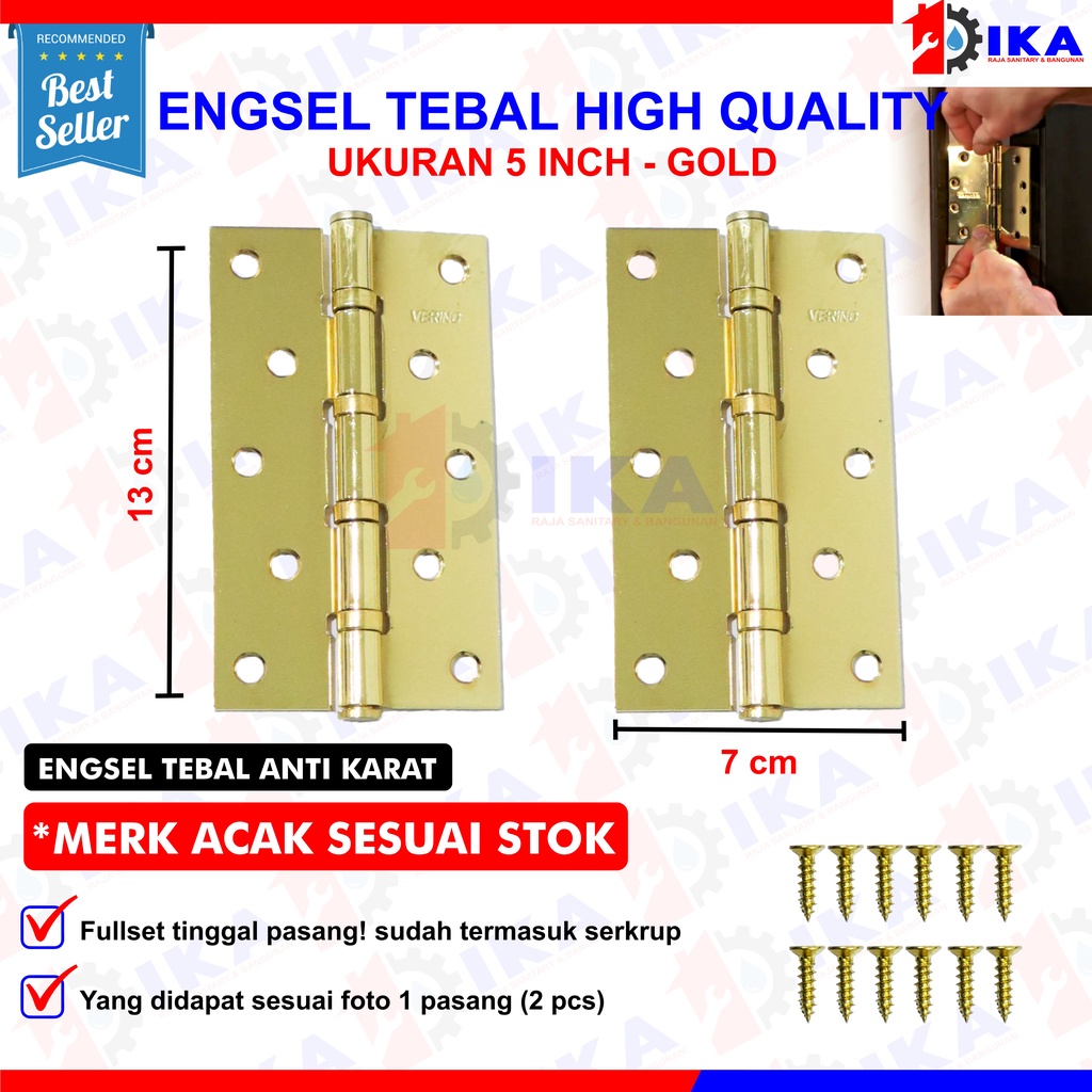 Engsel pintu tebal 5&quot; / Engsel Tebal Stainles Inch Bagus / Pintu Jendela Silver Stenlis  engsel 5 inch engsel khusus pintu rumah besar engsel pintu baut 5 murah putih tebal 3mm