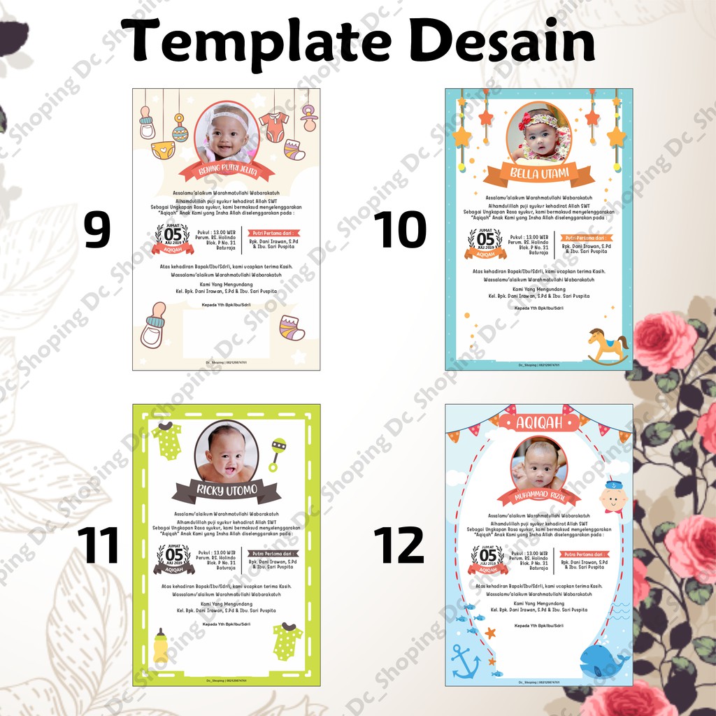 kartu ucapan aqiqah/souvenir aqiqah bayi/Kartu Ucapan Aqiqah Bayi