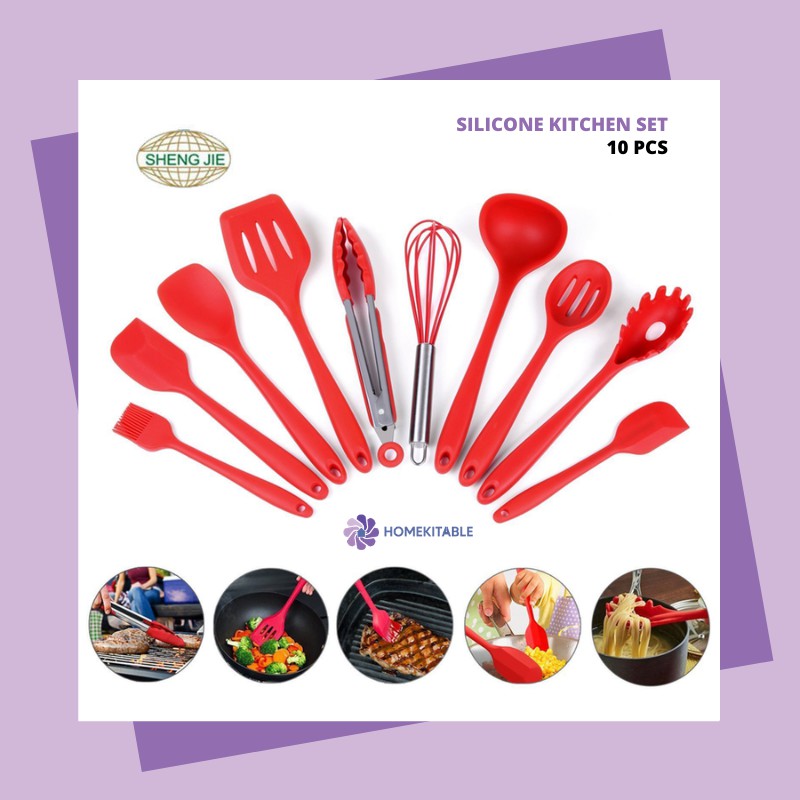 Homekitable Spatula Sutil 10 Pcs Silicone Stainless