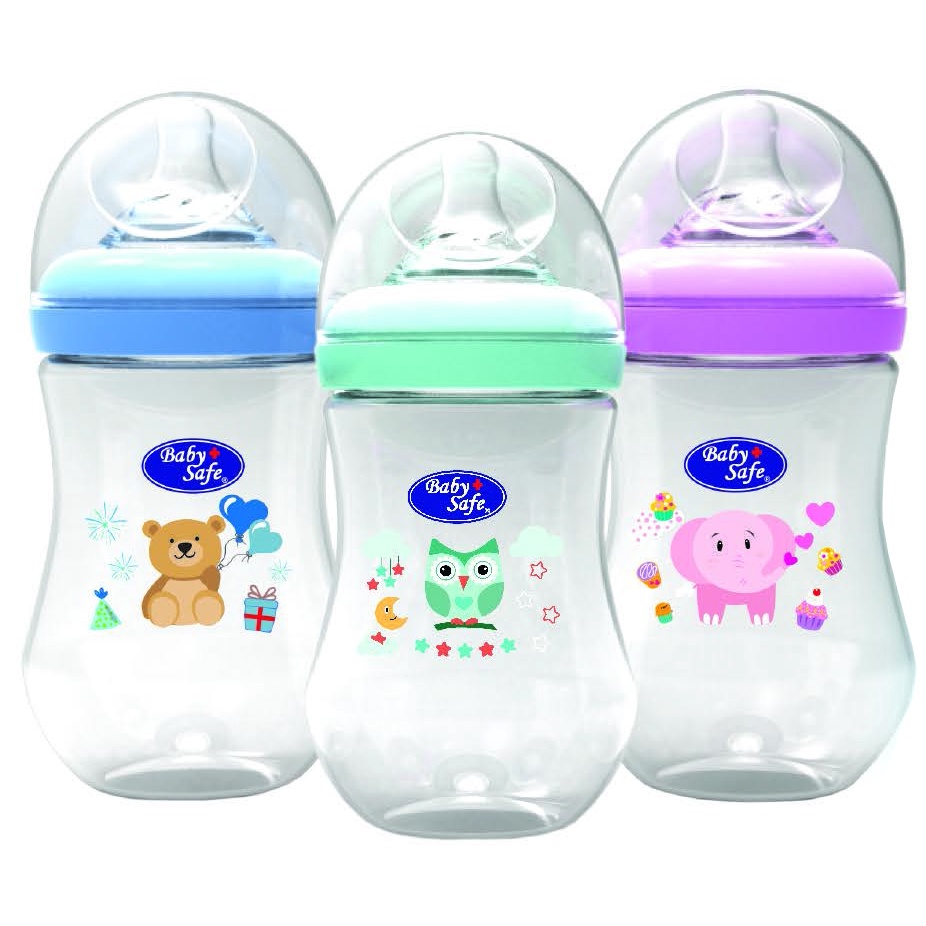 ♥BabyYank♥ [ISI 3] BABYSAFE WIDE NECK BOTTLE KARAKTER 125ML 250ML WNS01 WNS02 / BOTOL SUSU BABYSAFE BABY SAFE