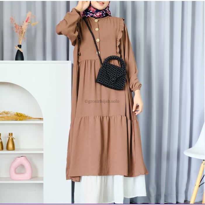 (MGA) GAMIS MIDI DYGTA RUFFLE BUSUI DRESS REMAJA WANITA AIRFLOW