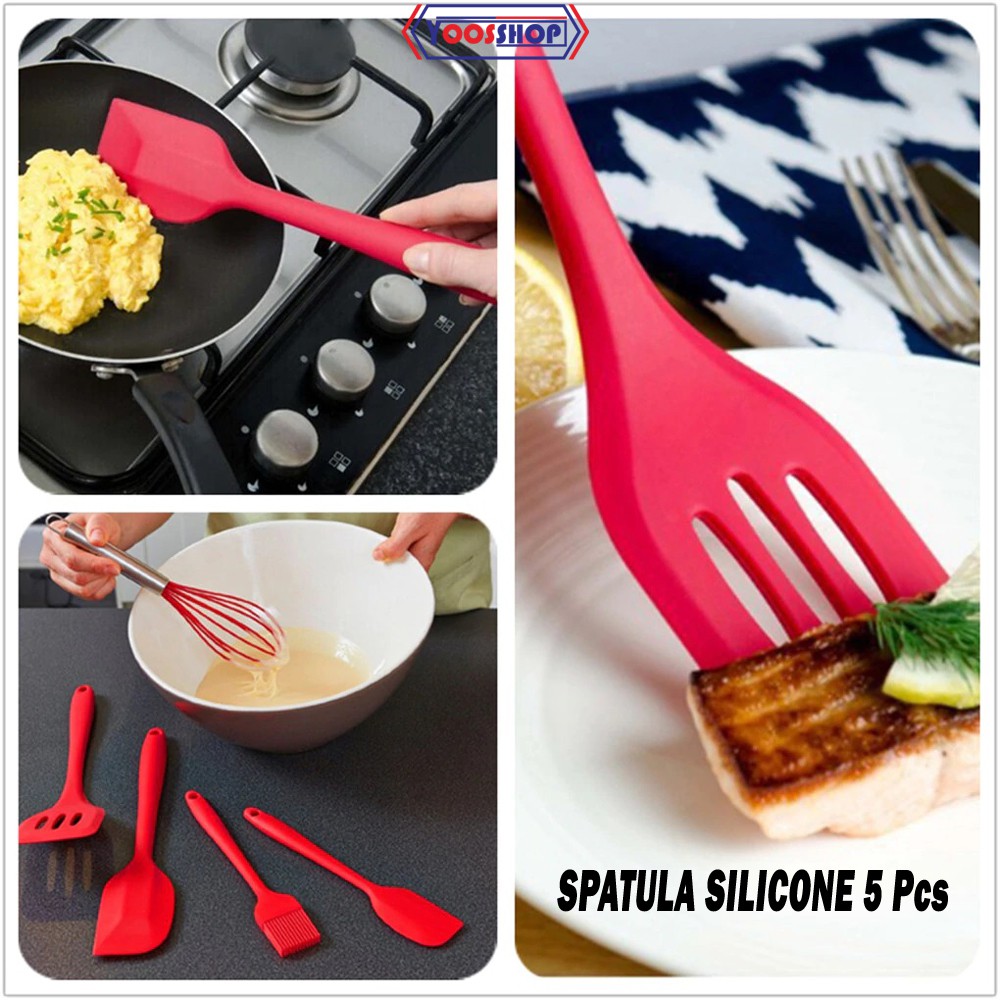 Spatula set silicone sutil silikon set peralatan masak perlengkapan dapur-3