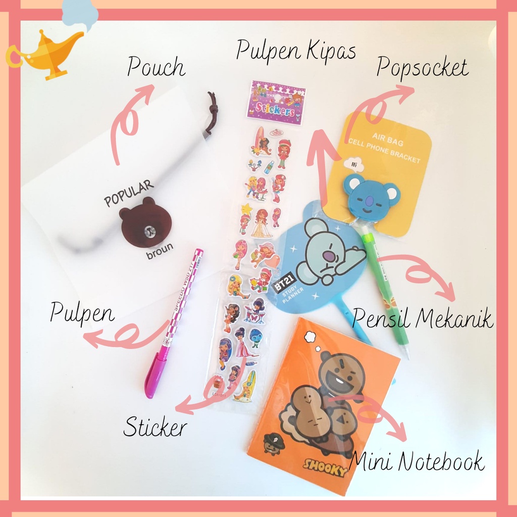 

Paket Stationery Karakter Lucu Paket Alat Tulis All in One Set Fancy Set Lucu Set BT21 Stationery Set