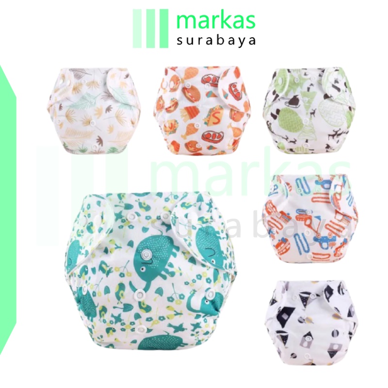 MARKAS PB01 Popok Kain Bayi Kancing Motif Karakter Cloth Clodi Diaper Dapat Dicuci Reusable