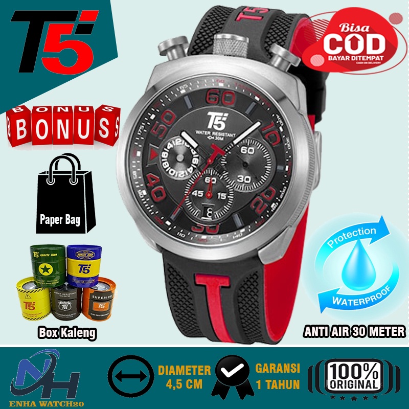 Enha Watch20 Jam Tangan Pria Formal T5 H3619 Original Casual Analog Rubber Strap Arloji Sport Fashio