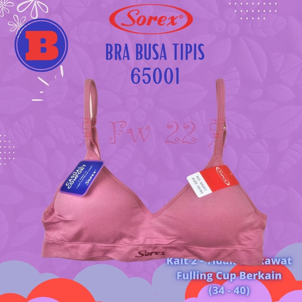 Bra Tanpa Kawat Sorex 65001 Bra Wanita Polos dengan Busa Tipis yang Lembut dan Nyaman