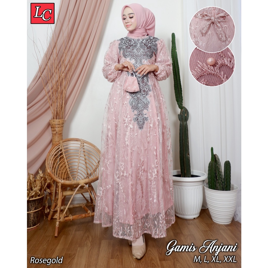 Permata Olshop / Gamis Anjani LK / Kebaya Brokat Bordir Premium / Gamis Lebaran / Baju Pesta Kondangan