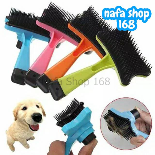 Sisir Grooming Brush Anjing Kucing Kelinci Self Quick Cleaning Tombol PEMBERSIH BULU RONTOK