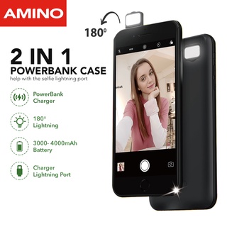 AMINO Untuk Iphone 6 6S 6 Plus 6S Plus 7 8 SE2020 7 Plus 8 Plus Powerbank + Soft Case 2 IN 1 LED Selfie Artifact Power Bank / Casing Cover / Battery Case 3000mAh / 4000mAh