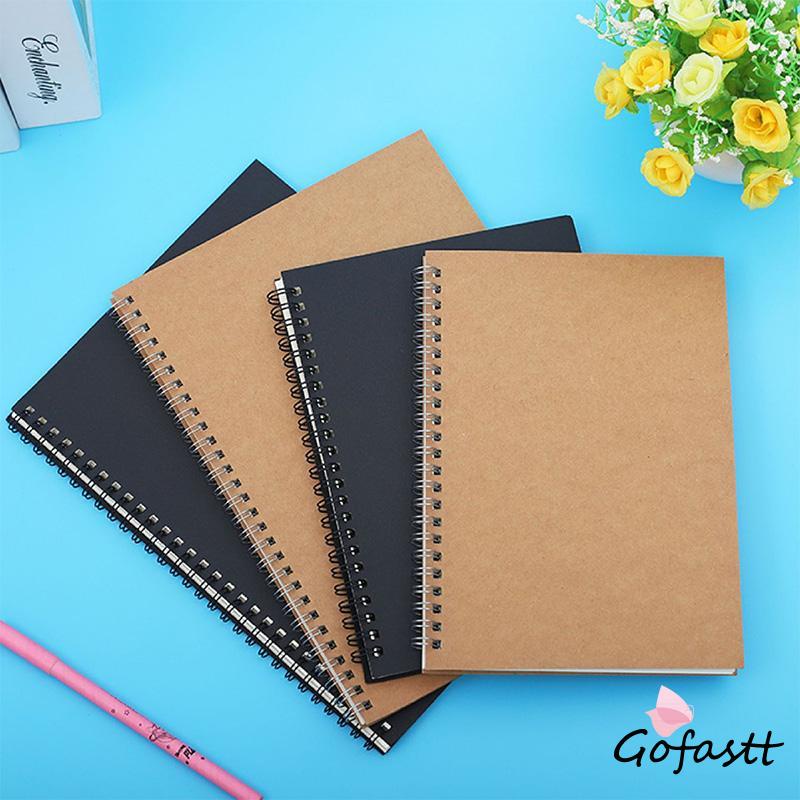 

A5 Kraft Paper Coil Book Simple Student Notebook Meeting Notepad Buku Akuntansi Portabel G