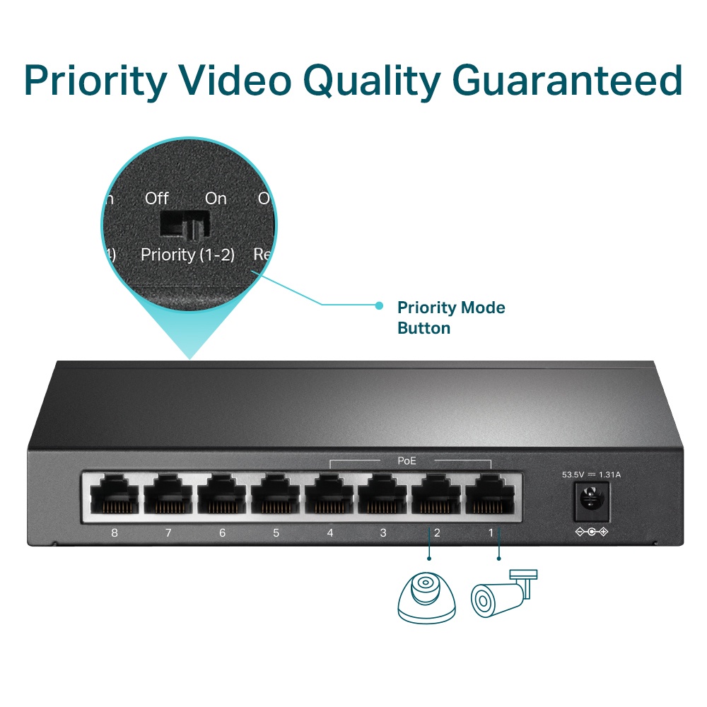 TP-Link TL-SF1008P 8 Port 10 / 100Mbps Desktop Switch with 4 Port PoE+