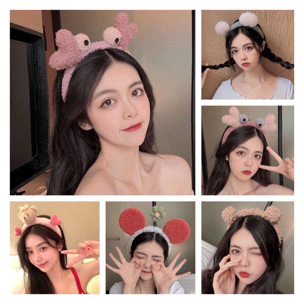 Korea Bando Kerut Headband Aksesoris Fashion Ikat Rambut Strawberry Merah Muda yang Lucu