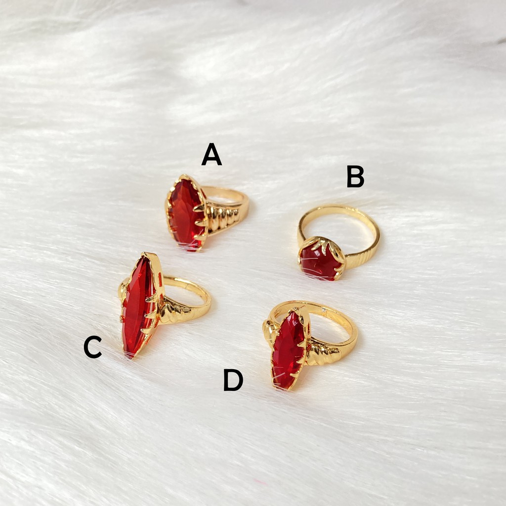 noin_acc Cincin Wanita Cincin Lapis Emas Mata Merah Perhiasan Emas C4#