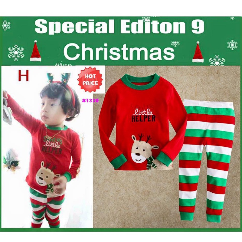 Pajamas Natal Sleepsuit Christmas Pajamas 2in1 Natal Romper set Hat 2in1 Baju Bayi Natal I Love Santa Claus Santa's Little Helper Christmas Pink Santa Setelan Panjang