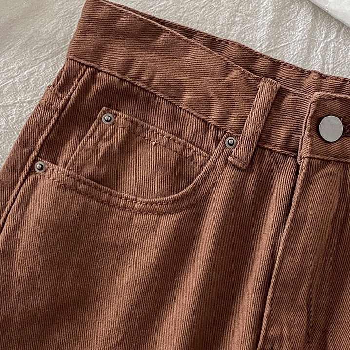 Coklat Korean New Celana Kulot Jeans Highwaist Wanita Loose（realpict）