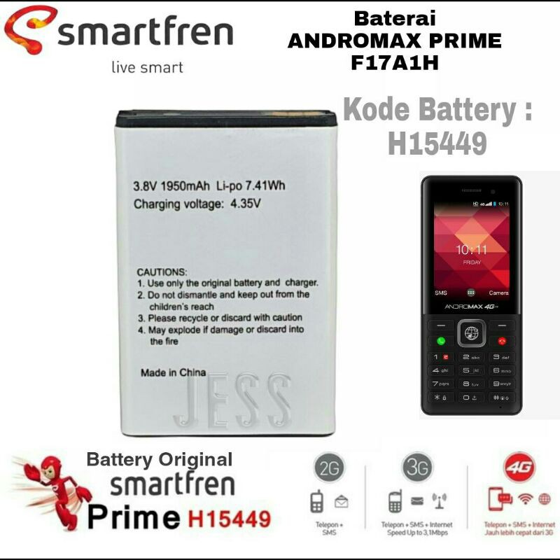 Baterai Battery Batere Original HAIER Smartfren Kode Batre H15449 Andromax PRIME , F17A1H 4G Lte