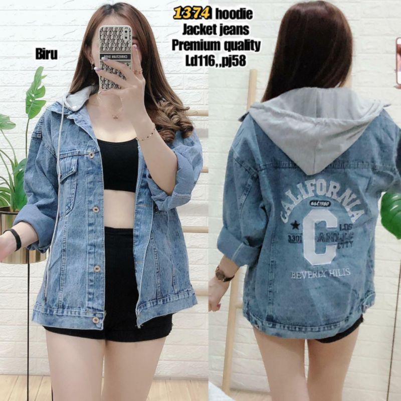 Jaket jeans calif blkq topi 1374 Bhn jeans import fit to XL