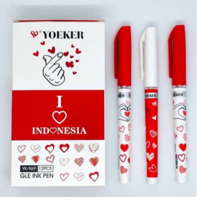 

PULPEN GEL / PULPEN GEL YOEKER LOVE INDONESIA ISI 12 PCS 0,5 mm