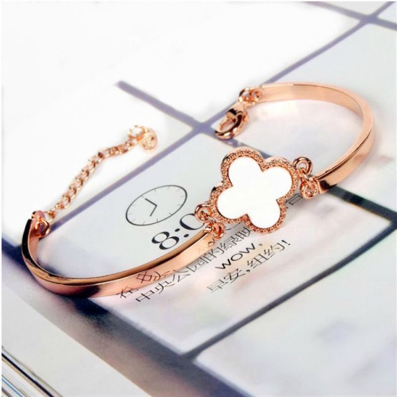 GELANG TITANIUM WANITA BRACELET CLOVER FASHION KOREA