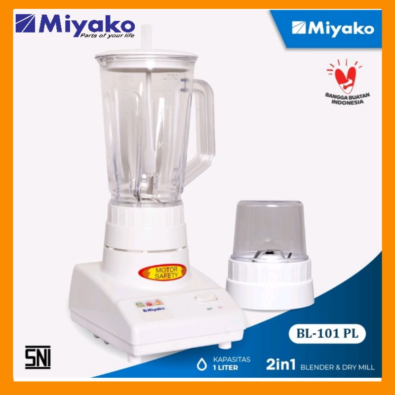 BLENDER MIYAKO PLASTIK 1 LITER 2 IN 1 BL 101 PL ISI 2 ORIGINAL GARANSI RESMI