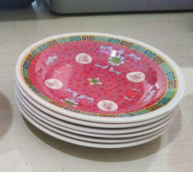 6 Pcs Piring Melamine Kecil Motif Meishing306