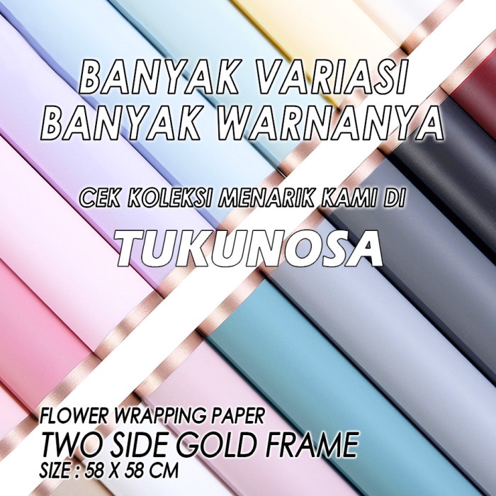 

FLOWER WRAPPING PAPER TWO SIDE GOLD FRAME - KERTAS BUKET BUNGA CELLOPHANE PAPER BOUQUET PAPER