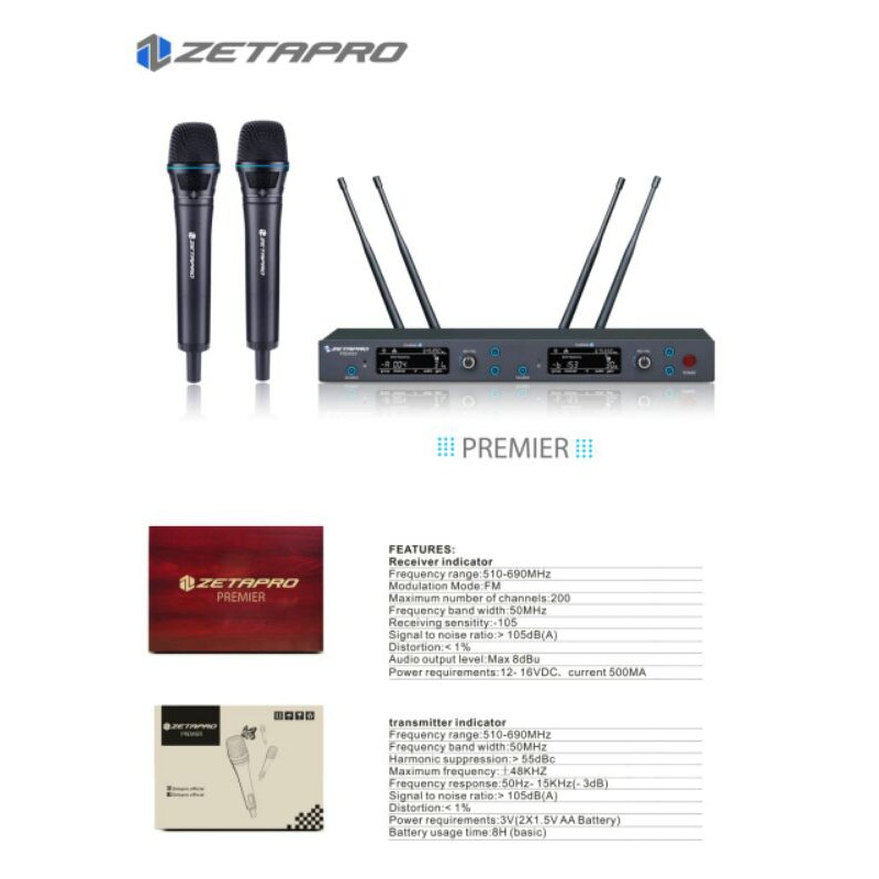Mic Wireless Zetapro Premier Zeta pro premier 2 Handheld Original TERBAIK