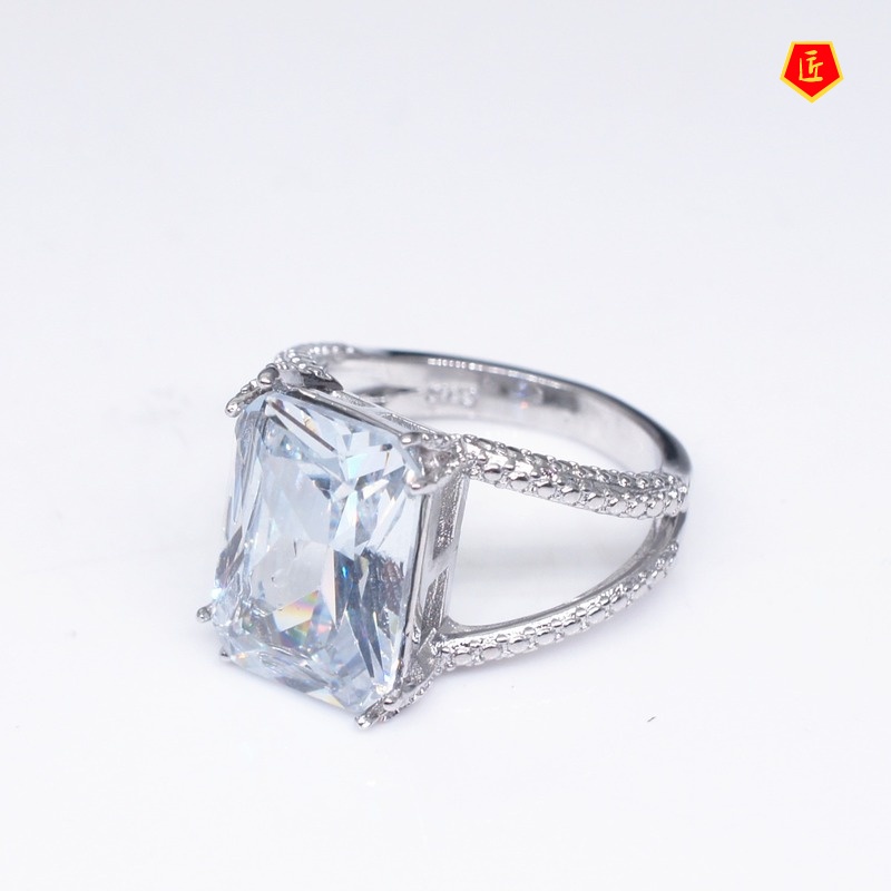 [Ready Stock]Exaggerated Square Diamond Ring Female Fashion Personality
