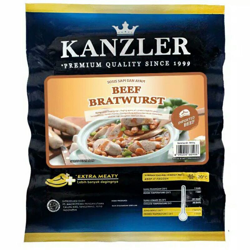 

Kanzler Beef Bratwurst 360gr - Sausage Sosis Sapi