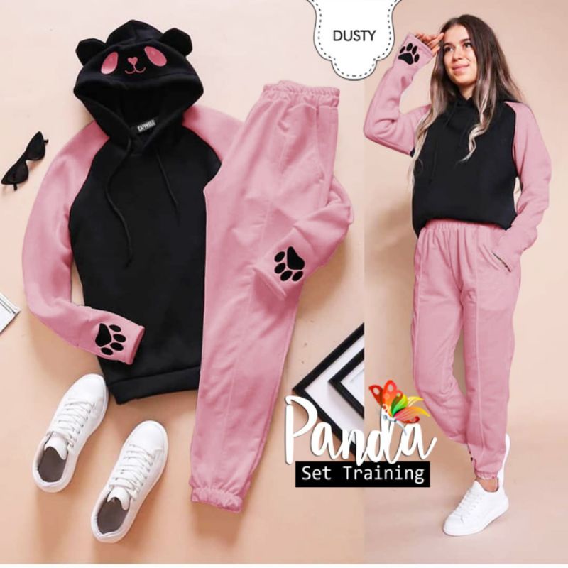 SET CELANA PANDA HOODIE, BABYTERRY, SWEATER, TRAINING, SETELAN